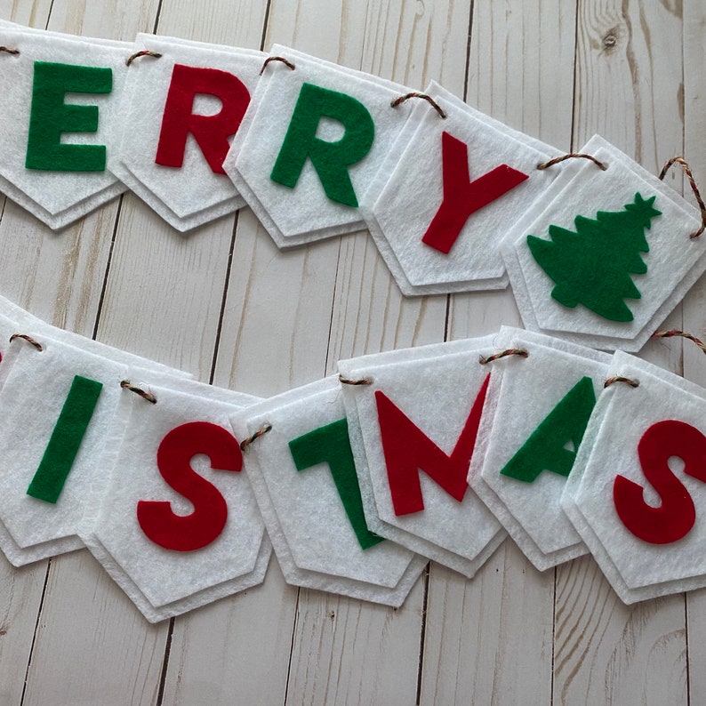 Merry Christmas felt Banner, felt garland christmas, christmas decor, felt christmas decoration, merry christmas banner, christmas banner image 5