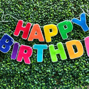 Happy Birthday Rainbow Banner, rainbow birthday felt banner, party decorations, happy birthday felt garland, birthday banner decorations
