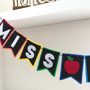 Personalized Teacher Felt Banner, custom name felt banner, custom rainbow banner, classroom teacher name banner, classroom decorations