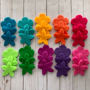 Felt flowers die cuts, spring and summer flowers, mothers day decor, diy flower, applique flower shapes, scrapbooking felt flower, Set of 90