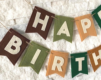 Striscione di buon compleanno in feltro boho, striscione di compleanno in feltro, striscione di buon compleanno boho, decorazioni per feste, ghirlanda di buon compleanno, ghirlanda boho
