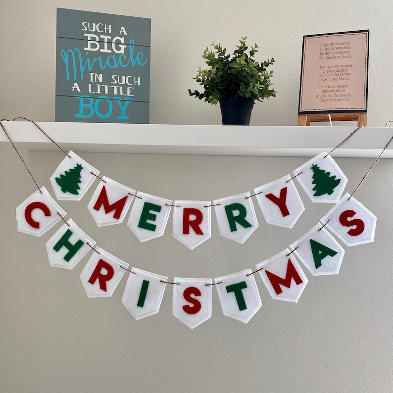 Merry Christmas felt Banner, felt garland christmas, christmas decor, felt christmas decoration, merry christmas banner, christmas banner image 1