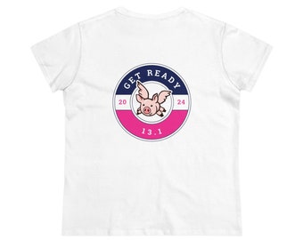 Women's T Shirt of a Flying Pig with 13.1 Half Marathon