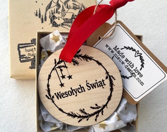 Wesolych Swiat Polish Christmas Ornament in gift box