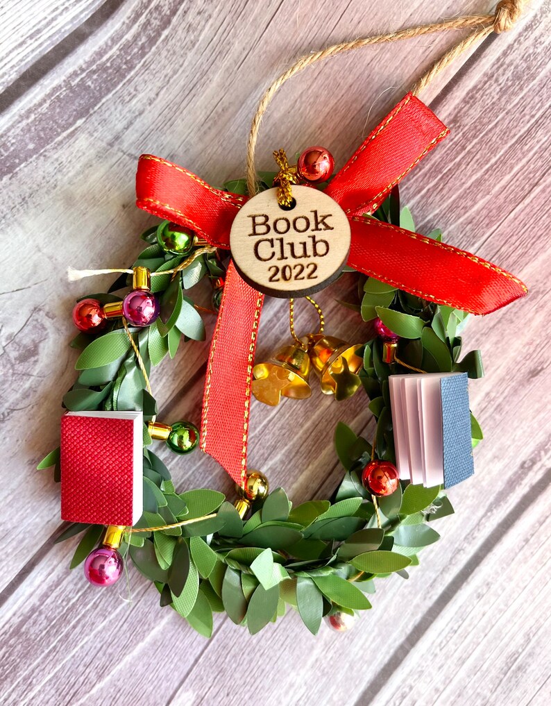 Book Club Ornament Wreath with books Reads Book Club 2023 image 1