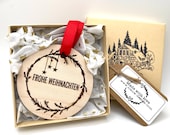 German Christmas Tree Ornament Frohe Weihnachten Deutscher Baumschmuck in gift box customizable