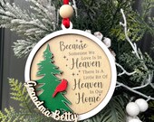 customizable Memorial Ornament for a loved one in Heaven with cardinal bird