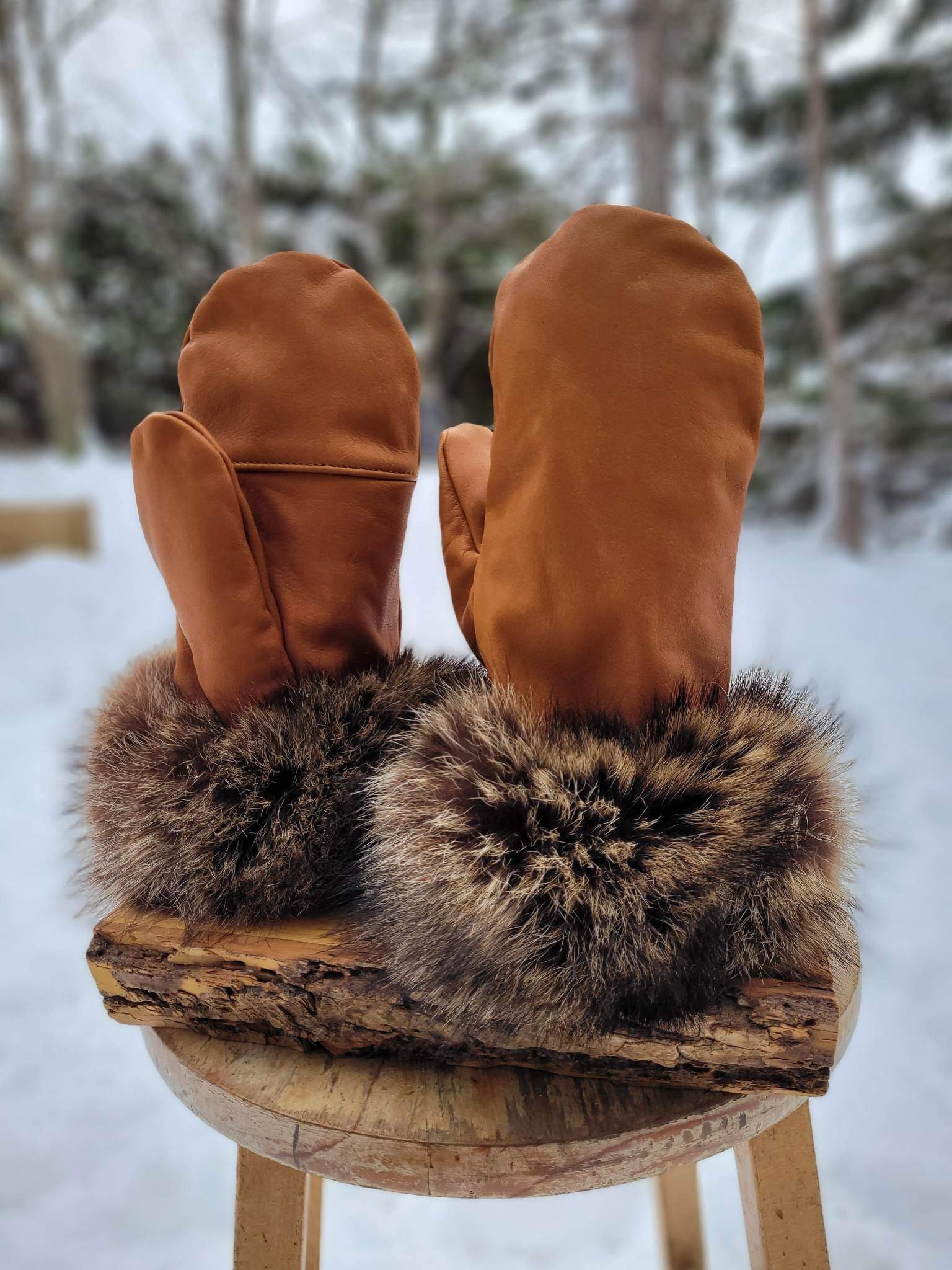 Mittens with fur trim deals