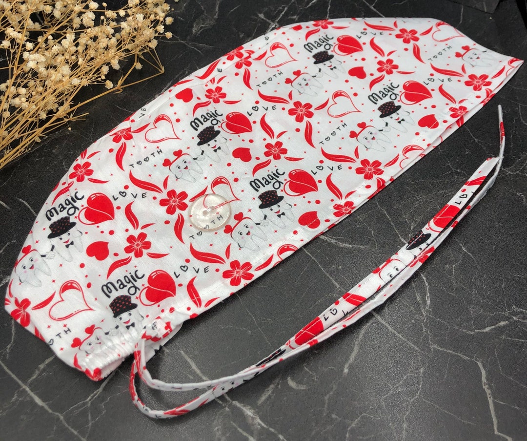 In Love Teeth Dental Scrub Caps for Women, Tooth Surgical Cap Men