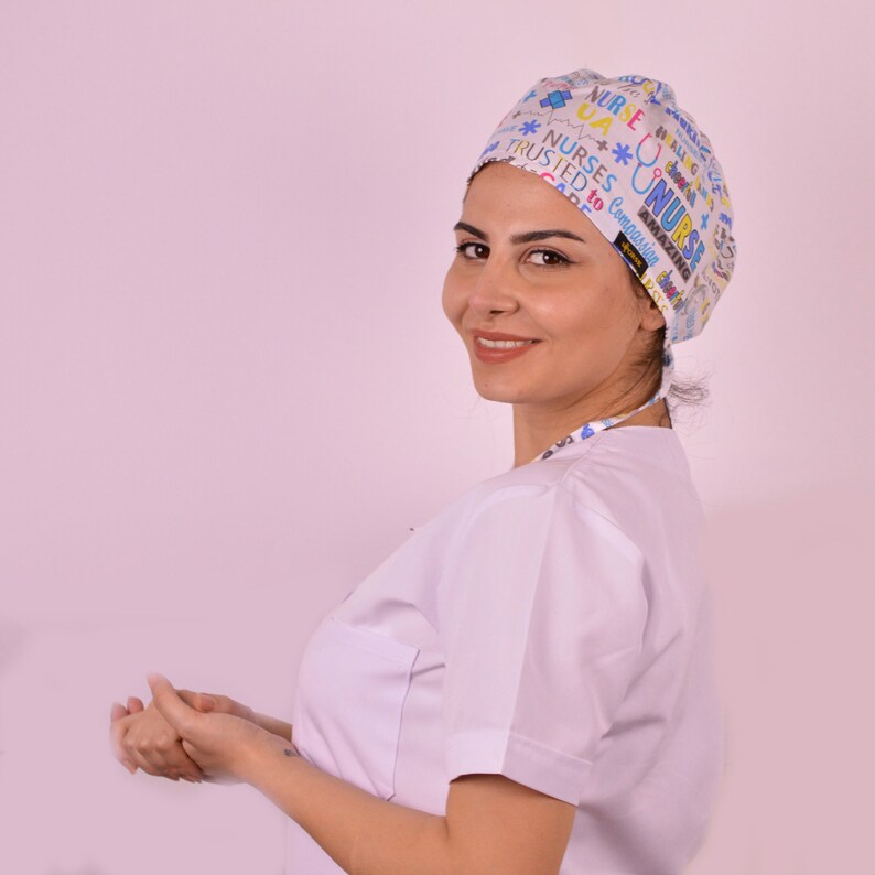 Nurse cap with buttons nurse cap ponytail with buttons! Scrub caps nurse nurse cap women Nurse Hat with transparent buttons