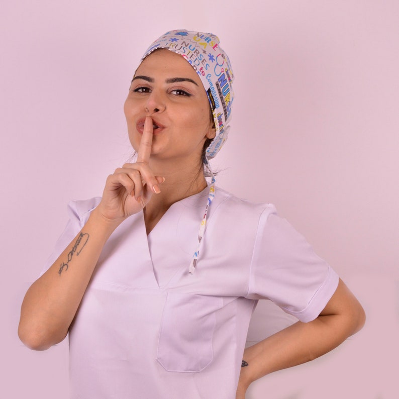 Nurse cap with buttons nurse cap ponytail with buttons! Scrub caps nurse nurse cap women Nurse Hat with transparent buttons