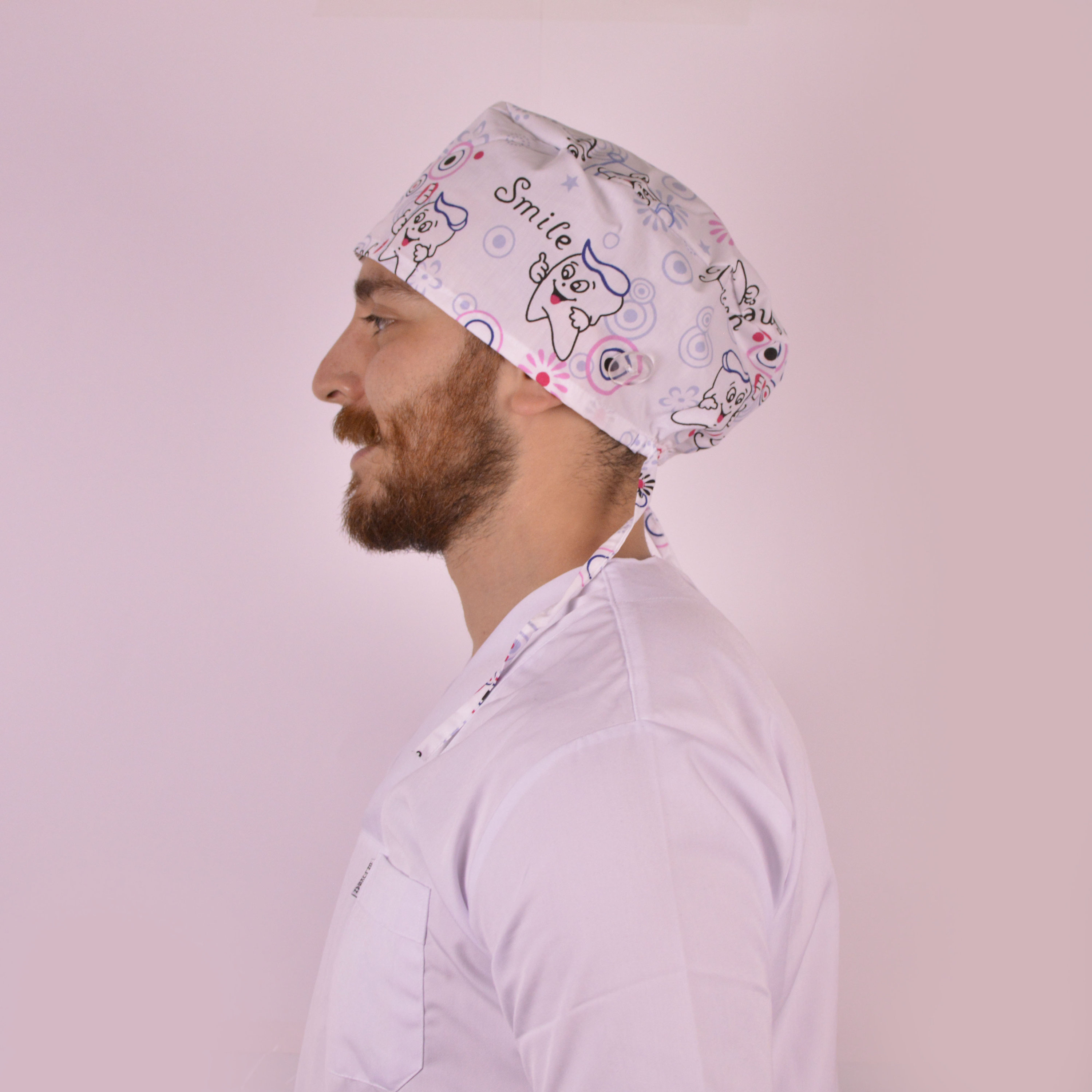Dentist Surgical Scrub Cap Hat with Buttons Tooth Print Etsy