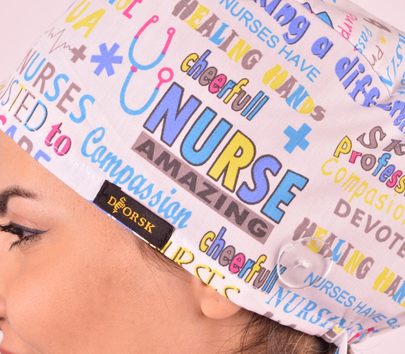 Nurse cap with buttons nurse cap ponytail with buttons! Scrub caps nurse nurse cap women Nurse Hat with transparent buttons