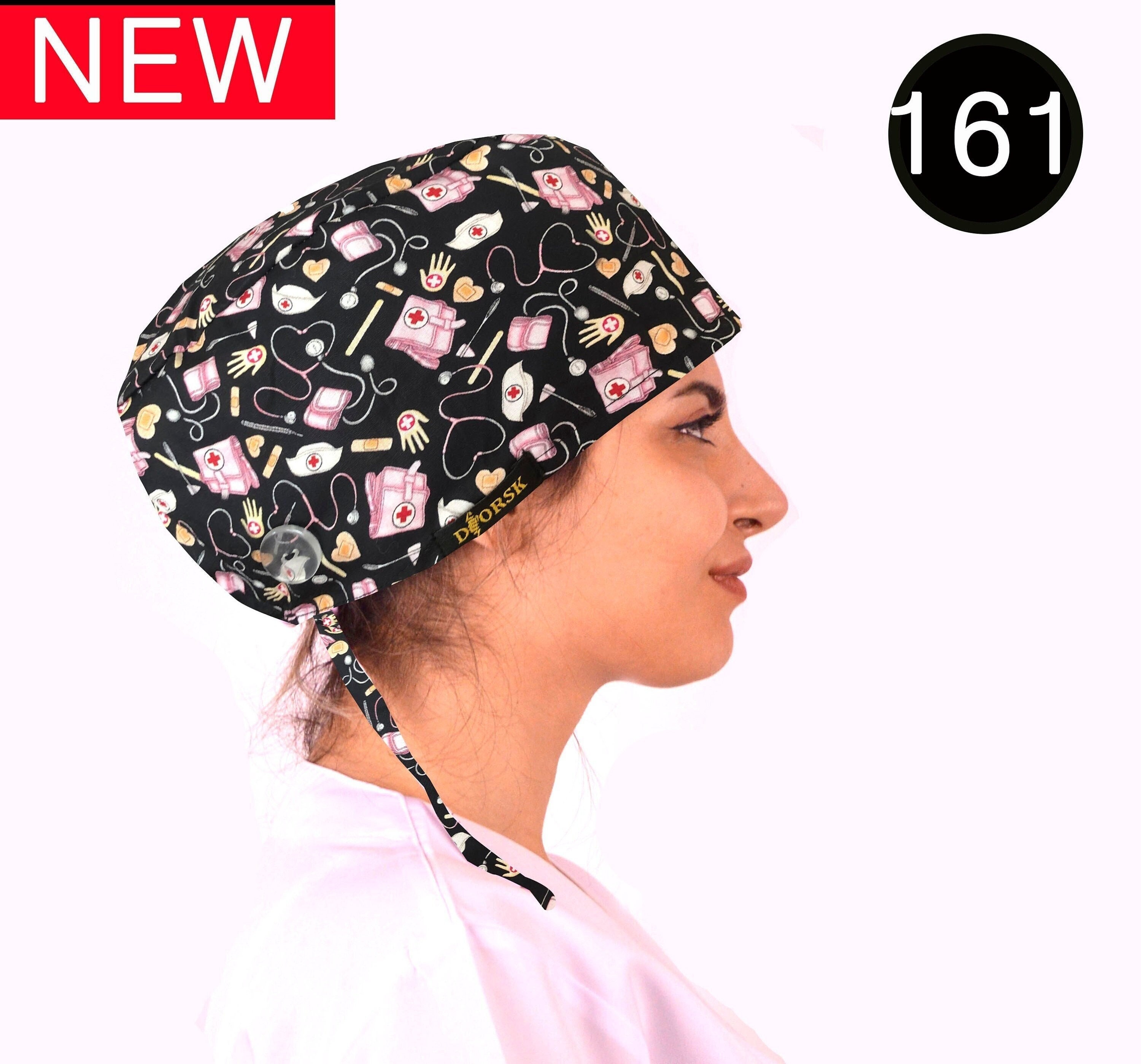 Black Medical Unisex Scrub Hat Nursing 