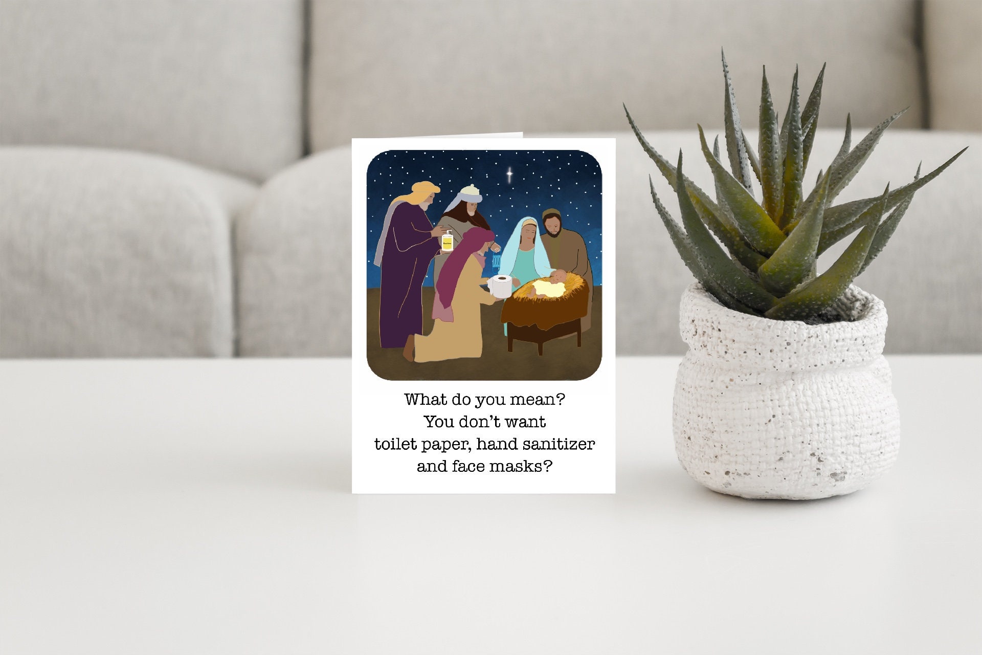 Covid Christmas card funny nativity | Etsy