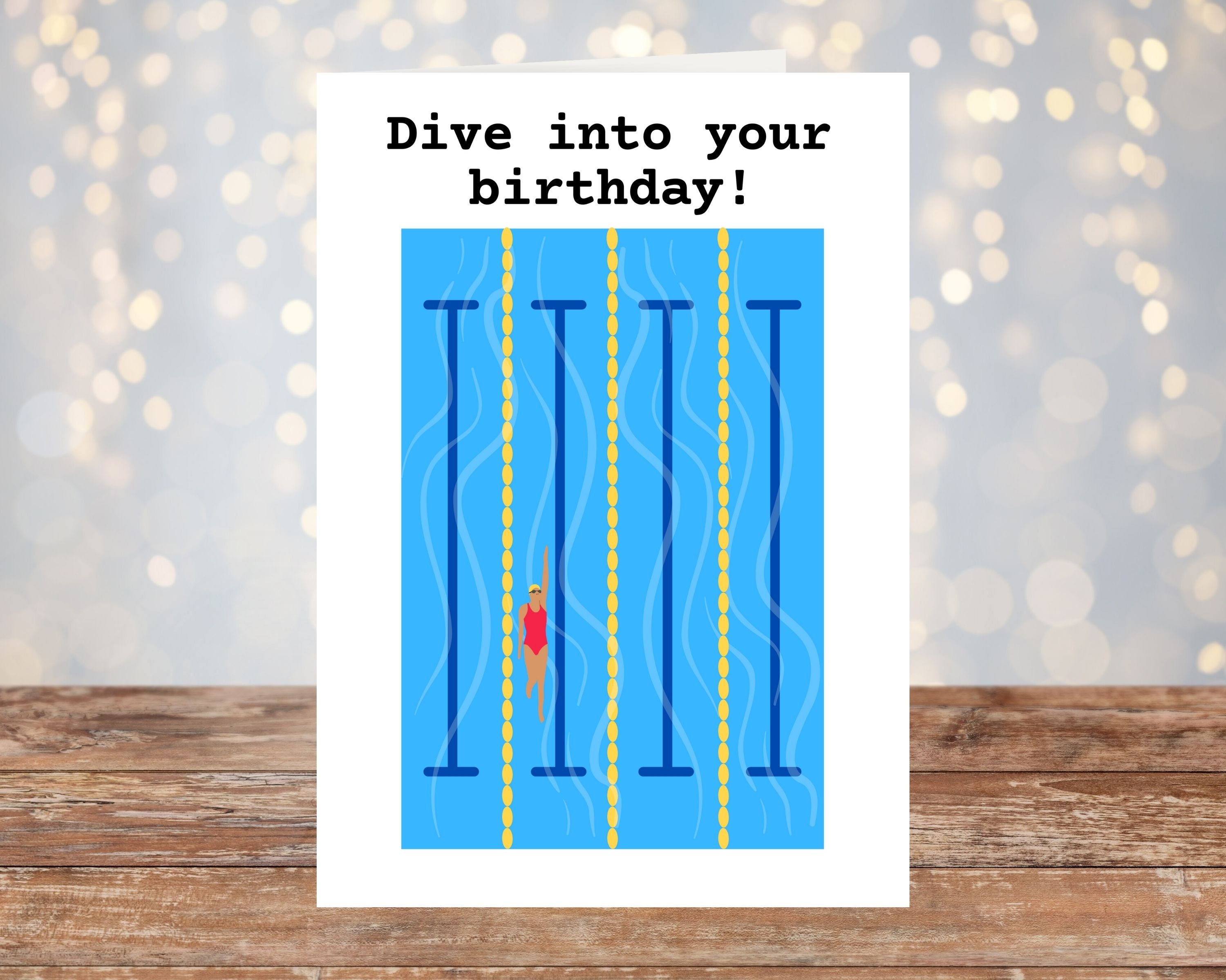 Funny swimming birthday card for her wild swimming funny Etsy