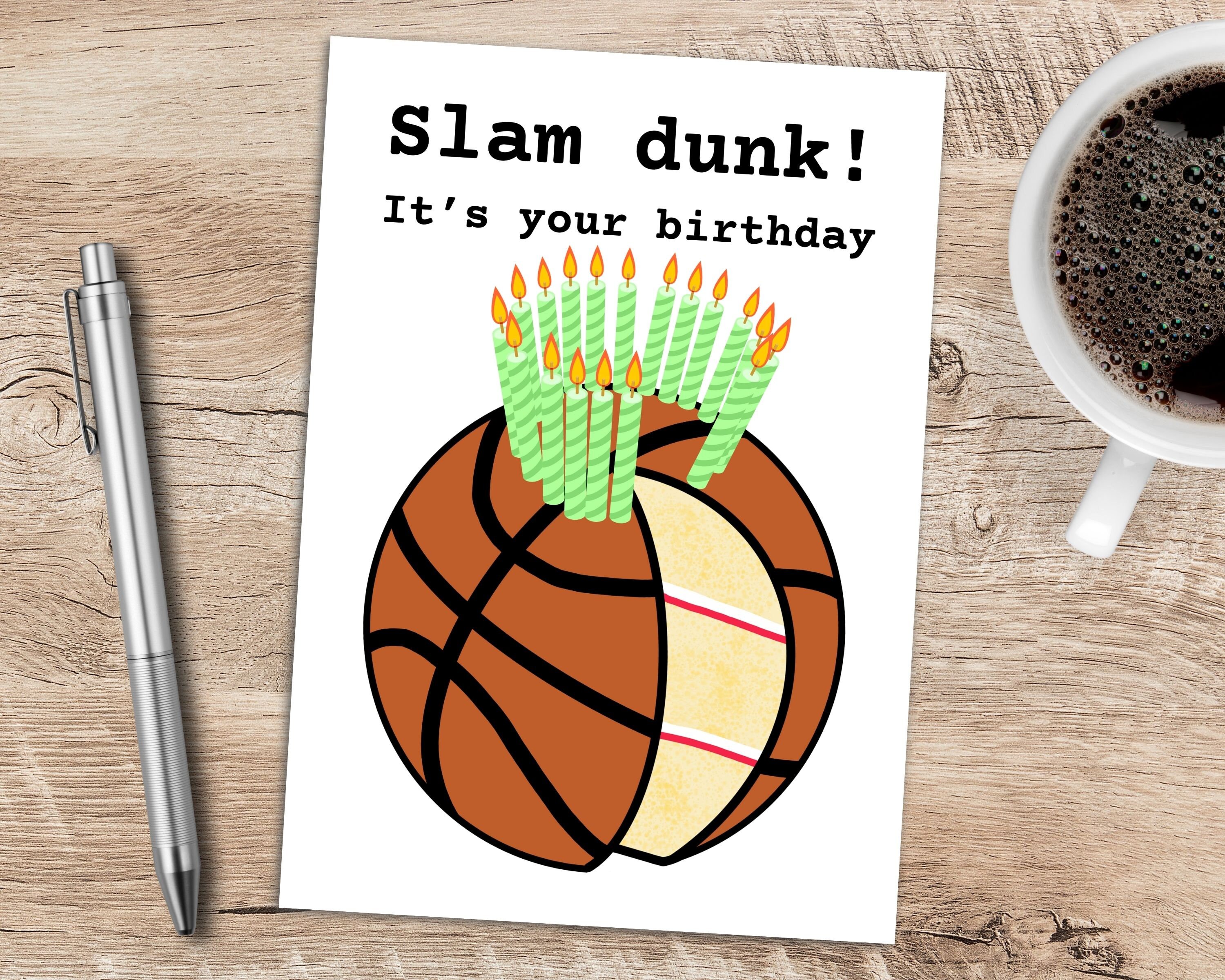 Lustige Basketball Geburtstagskarte für ihn Slam Dunk Etsy
