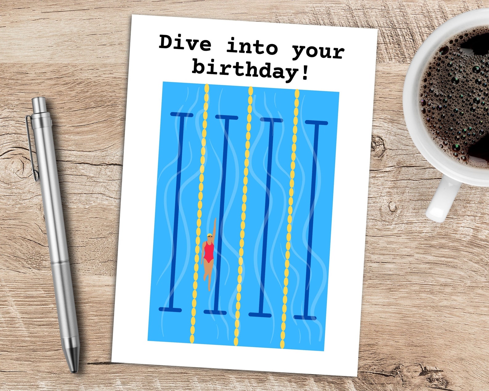 Funny swimming birthday card for her wild swimming funny Etsy