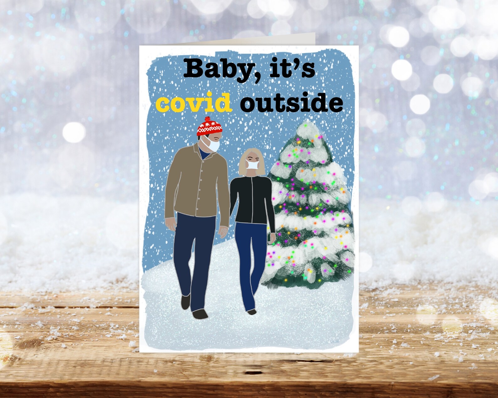 Covid Christmas card funny baby its cold outside Etsy