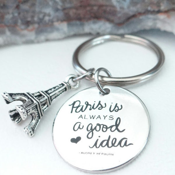 Paris is always a good idea, Paris keychain, Eiffel tower, boho keychain, keychain, charm keychain