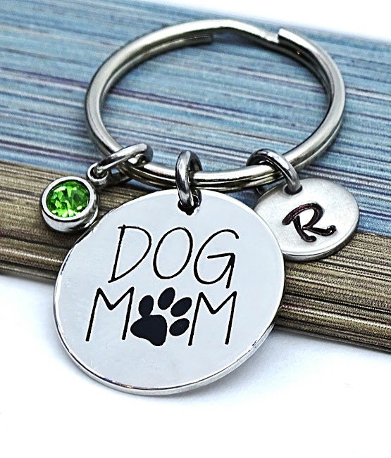 PLwelth Dog Mom Keychain - Funny Pet Lover Gift For Women With Stainless Steel Design