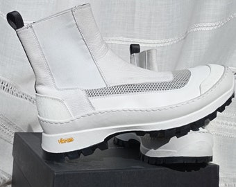 New Iso Poetism by Tobias Birk Nielsen WHITE Leather CHELSEA BOOTS