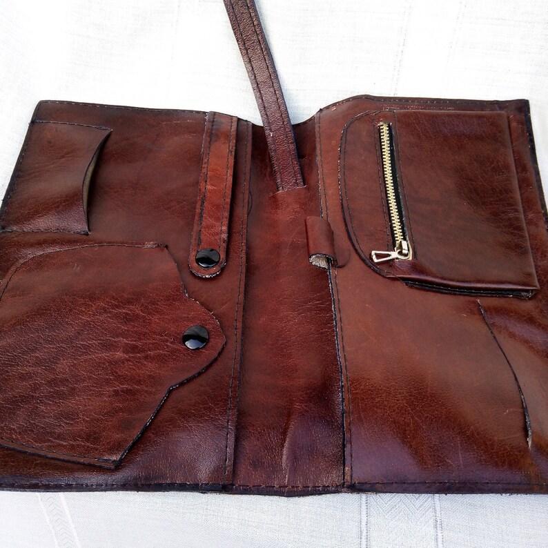 MENS VINTAGE LEATHER Bag Brown Organizer Men/'s Model Vintage Leather Case Bag