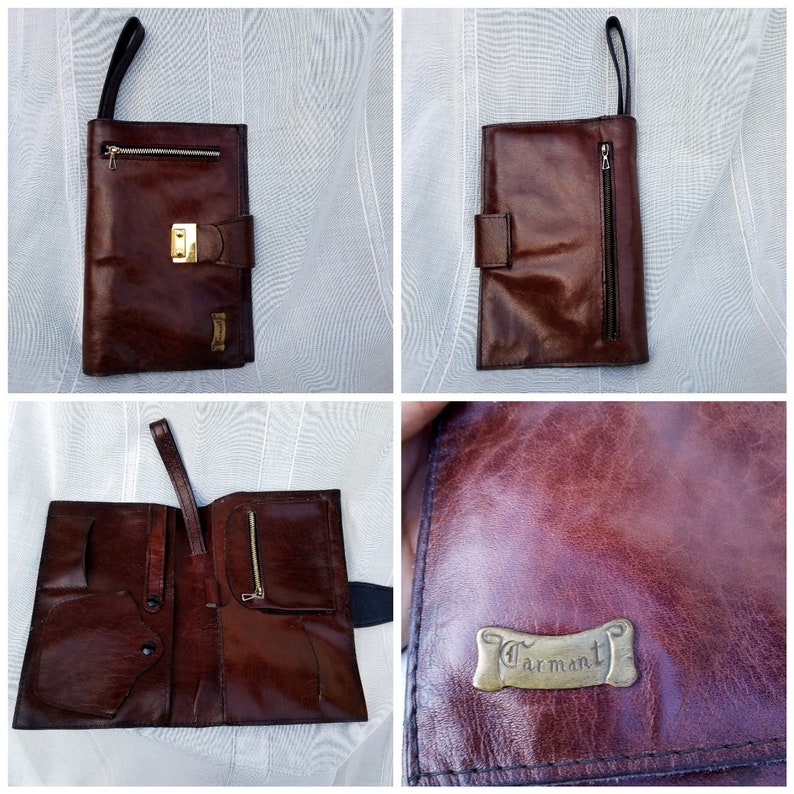 MENS VINTAGE LEATHER Bag Brown Organizer Men/'s Model Vintage Leather Case Bag