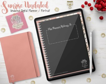 Paws Sunrise Midnight Portrait Digital Planner Undated