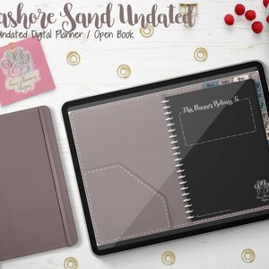 Paws Seashore Sand Medianoche Libro Abierto Planificador Digital Sin Fecha