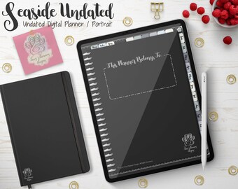 Paws Seaside Midnight Portrait Digital Planner Undated