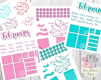 February Sticker Set. Digital Stickers for Digital Planners