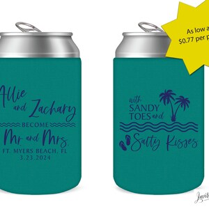 50 Qty -  Beach Personalized Wedding Can Cooler, Wedding Coolie, Can Cooler, Wedding Coozie, Can Coozie, Wedding Monogram