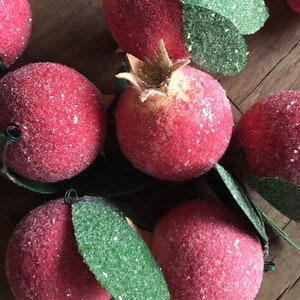 Vintage Look Spun Cotton Pomegranate Fruit Ornament