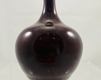 Ceramic Vase, Porcelain, Hand Thrown, Bottle, Oxblood Red, Studio Pottery