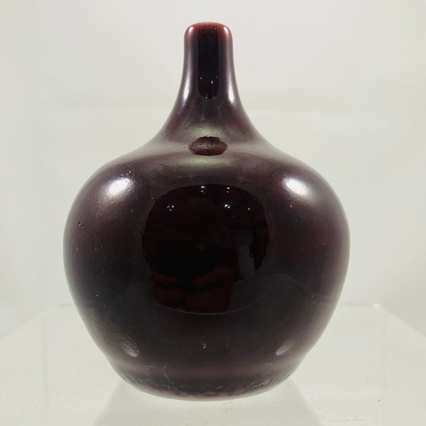 Ceramic Vase, Porcelain, Hand Thrown, Bottle, Oxblood Red, Studio Pottery