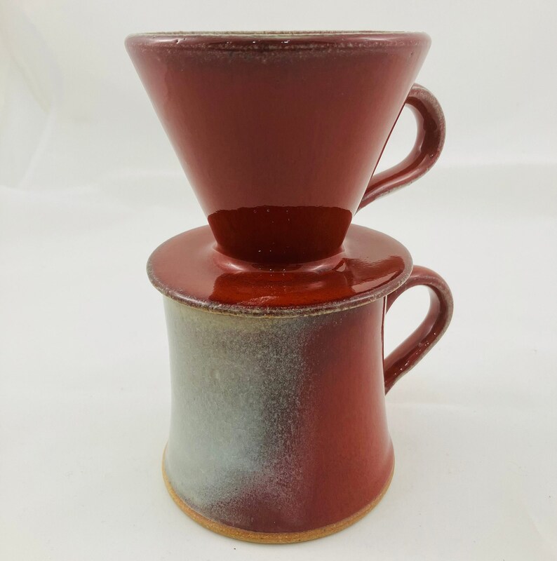 Ceramic Mug, V60, Filter Coffee Set, Copper Red, Red Mug, Handthrown, Studio Pottery image 8