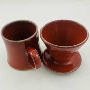 Ceramic Mug, V60, Filter Coffee Set, Copper Red, Red Mug, Handthrown, Studio Pottery image 4