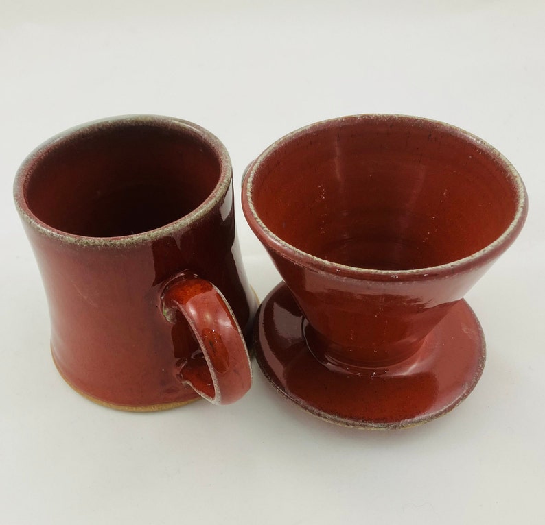 Ceramic Mug, V60, Filter Coffee Set, Copper Red, Red Mug, Handthrown, Studio Pottery image 4