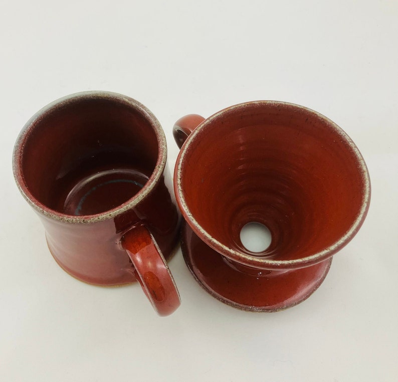 Ceramic Mug, V60, Filter Coffee Set, Copper Red, Red Mug, Handthrown, Studio Pottery image 5