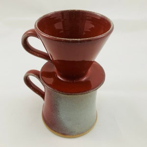 Ceramic Mug, V60, Filter Coffee Set, Copper Red, Red Mug, Handthrown, Studio Pottery image 3
