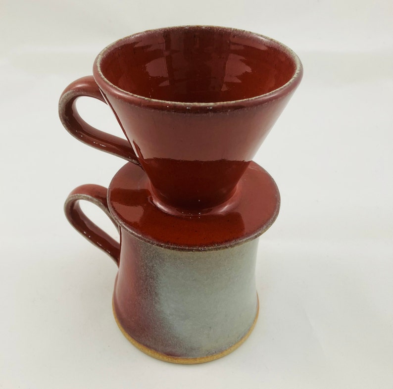 Ceramic Mug, V60, Filter Coffee Set, Copper Red, Red Mug, Handthrown, Studio Pottery image 3