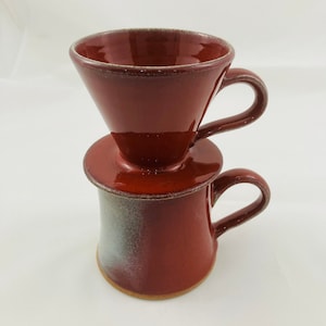 Ceramic Mug, V60, Filter Coffee Set, Copper Red, Red Mug, Handthrown, Studio Pottery image 1