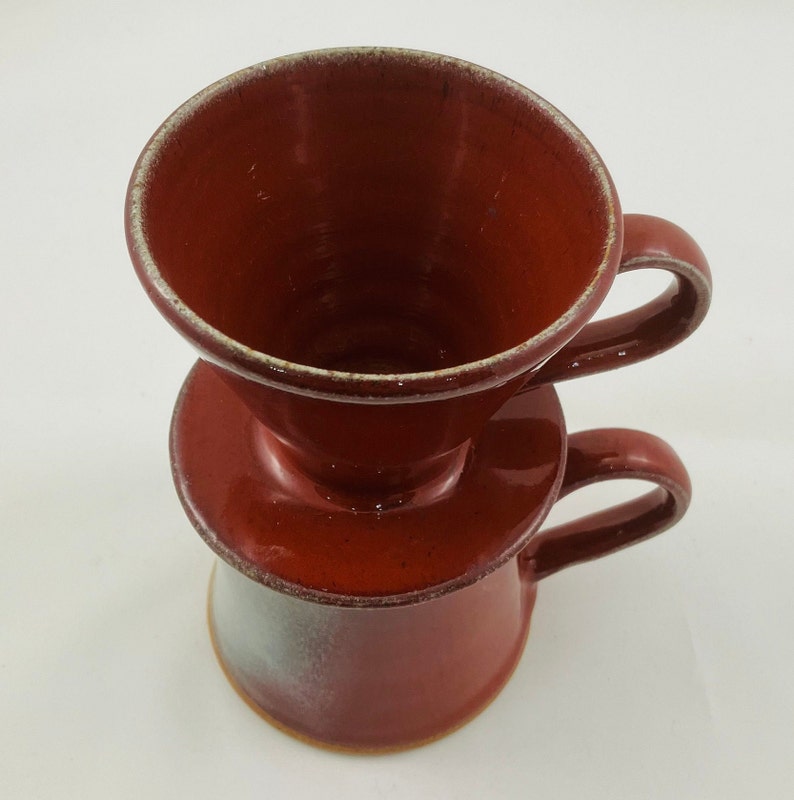 Ceramic Mug, V60, Filter Coffee Set, Copper Red, Red Mug, Handthrown, Studio Pottery image 2