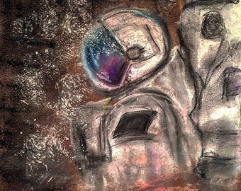 Astronaut Abstract Print, Astronaut Painting, Digital Space Abstract, Abstract, Printable Contemporary Art, Wall Deco, Downloadable Painting