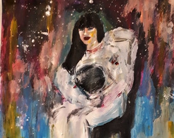 Astronaut Abstract, Astronaut Painting, Digital Space Abstract, Abstract, Printable Contemporary Art, Wall Deco, Downloadable Painting