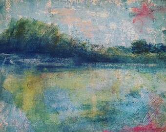 Abstract Landscape Art, Abstract Landscape Print, Abstract Painting, Lake Painting, Home Deco Printable, Digital Painting, Wall Art Print