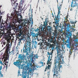 Digitaal blauw schilderen, expressionistisch abstract, expressionistisch schilderen, digitale home deco, download muurdeco, prenten, afdrukbare kunst abstract