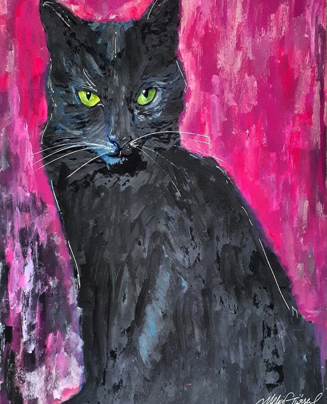 Printable Black Cat, Wall Art Print, Digital Cat Paintings, Cat Print ...