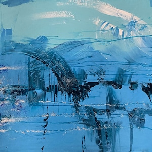 Blauwe abstracte expressionistische, expressionistische schilderkunst, digitale Home Deco, Download Wall Deco, Prints, downloadbare schilderkunst, afdrukbare kunst